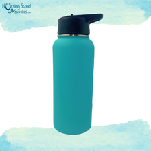 Load image into Gallery viewer, Teal Double-Wall Insulated 32-oz Water Bottle, Wide Mouth with Straw Lid
